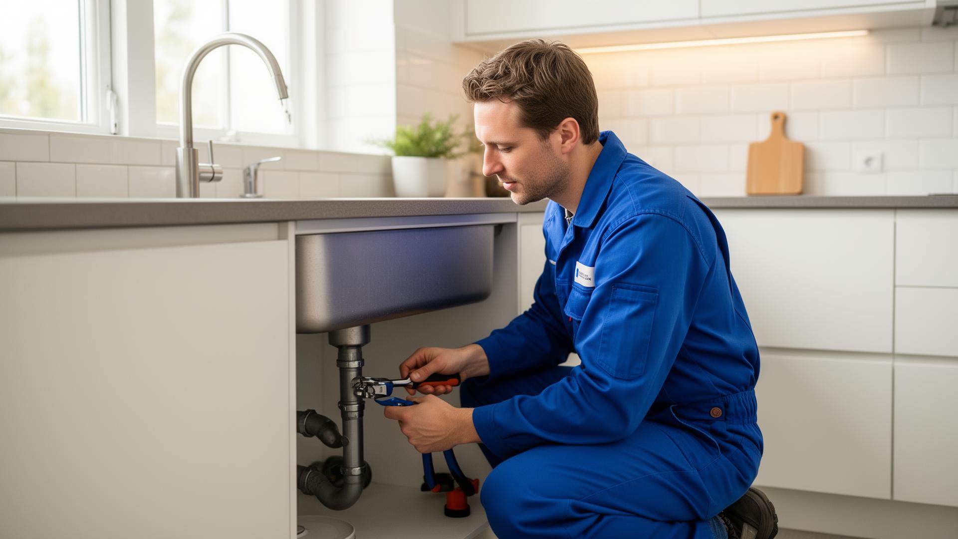 Vakkundige loodgieter aan het werk